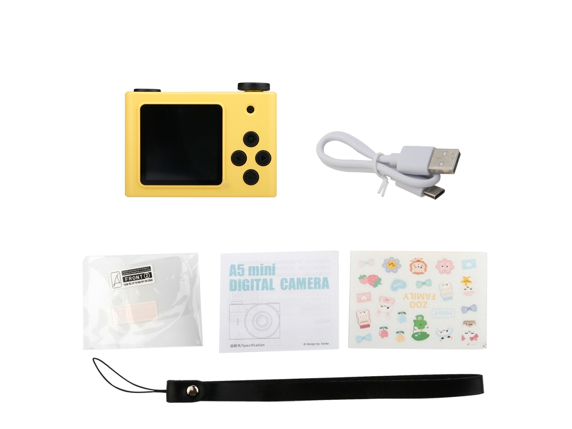 Mini Cámara Digital 720p Con Pantalla (amarilla, 16 Gb), Videocámara Para Niños, Grabadora De Vídeo Digital