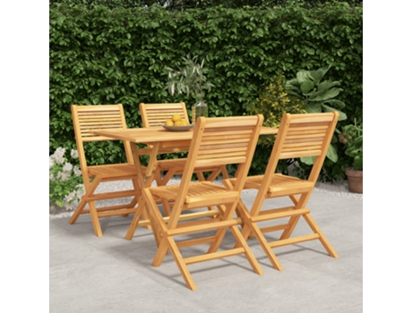 Conjunto 5 de comedor para jardín VIDAXL madera maciza de teca
