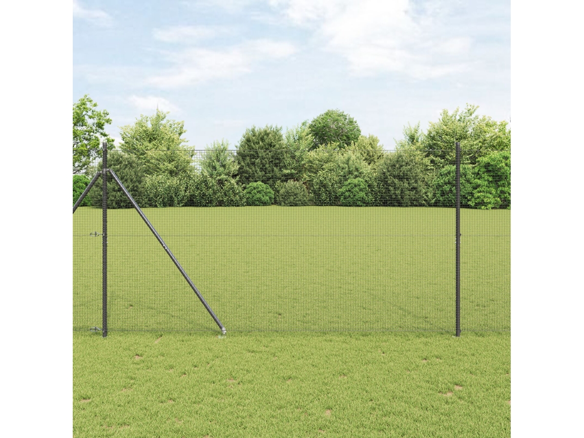 Juego de postes para cerca, 2 unidades, metal gris, 25 x 1,5 m, Wsd77715 Lovely Home
