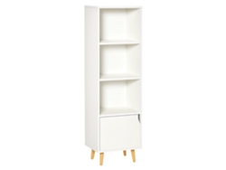 Columna de almacenamiento de madera blanca para baño/sala de estar, 130 cm