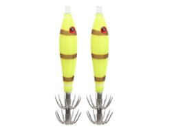 Señuelo De Calamar Luminoso Intenso, Acero Inoxidable, Jig De Calamar Pulido, Anzuelo De Pesca De Dos Líneas, Amarillo