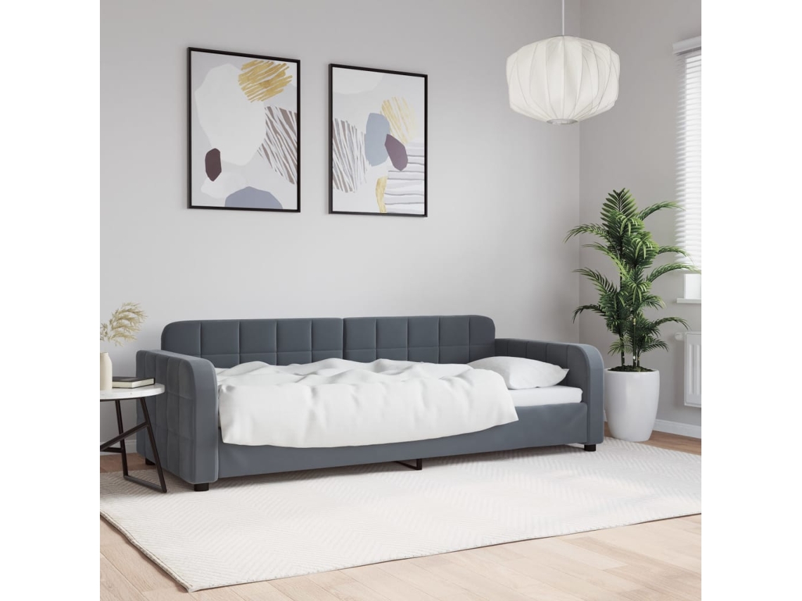 Sofá Cama Terciopelo Gris Oscuro 80x200 Cm