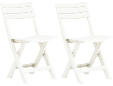 Conjunto 2 Silla de exterior VIDAXL Blanco Plástico (44x41x78 cm)