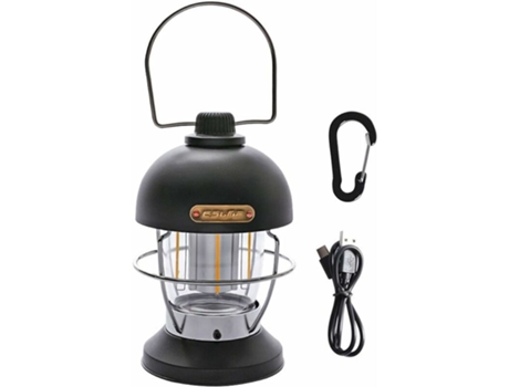 Lámpara de Camping clásica Vintage LED recargable jaula de viaje al aire libre lámpara de tienda de senderismo regulable (negro)