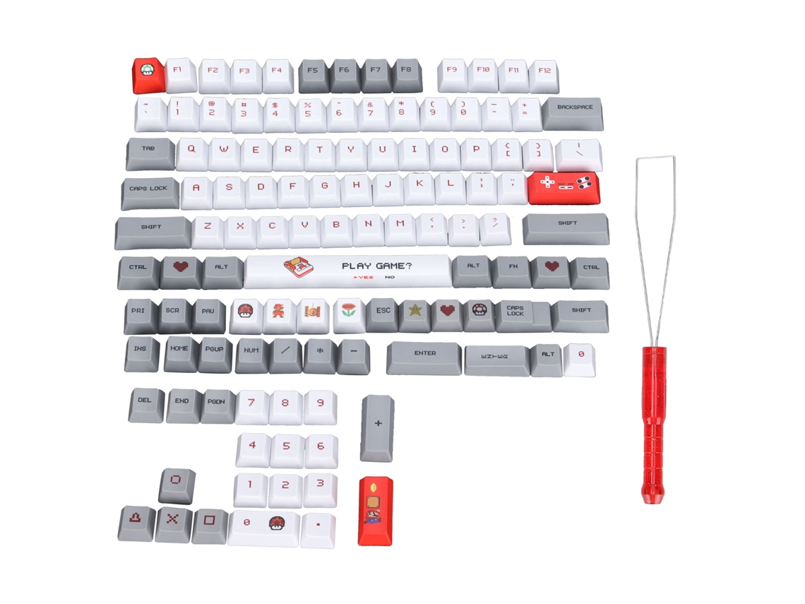 Teclas Pbt 118 Teclas Estilo Inglês Com Elementos De Animação Para Teclado Mecânico Gamer Universal Cinza
