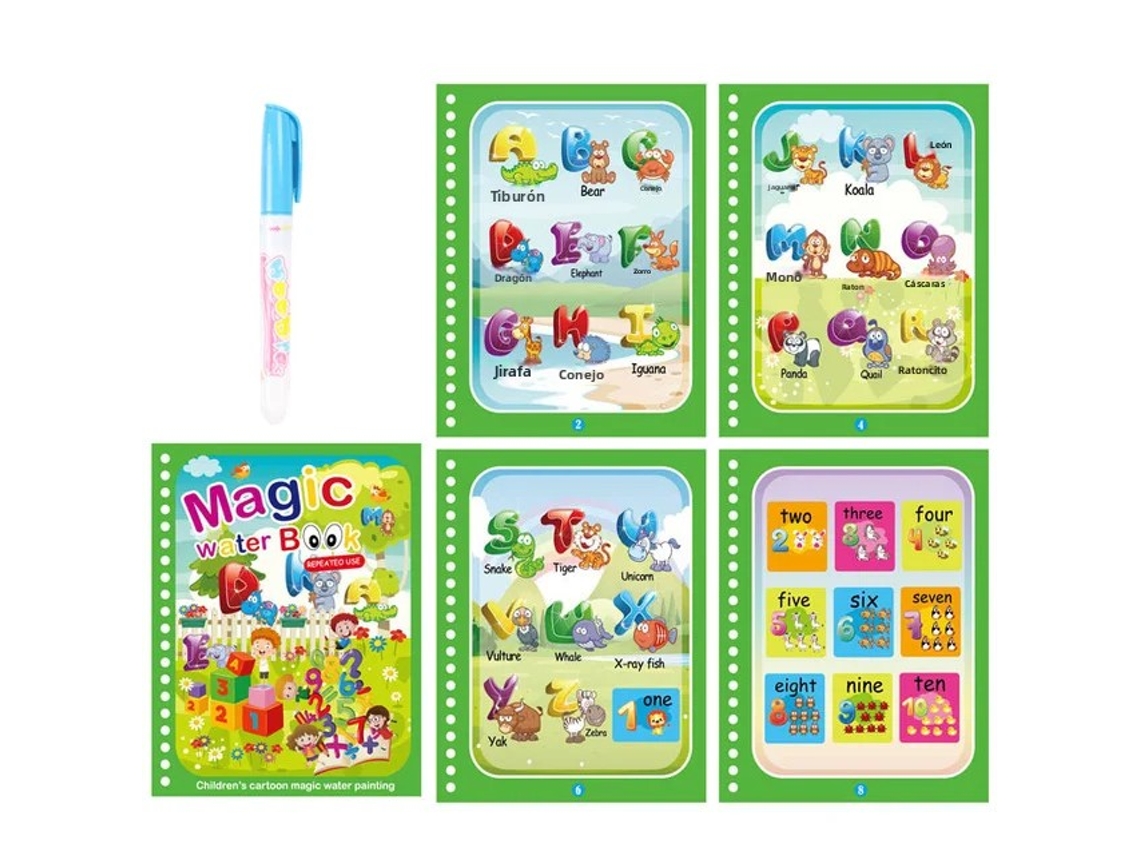 (alfabeto) Juguete Educativo Para Niños Libro Mágico De Pintura Al Agua Con Bolígrafo Juguete Para Bebé