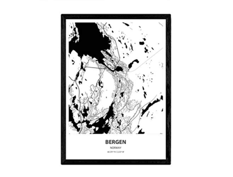 Poster NACNIC Mapa de Bergen Noruega (A3)