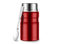 2026da-linjou Termo De Alimentos De Acero Inoxidable 304 Con Tapa Doble Y Cuchara Plegable Rojo 750ml