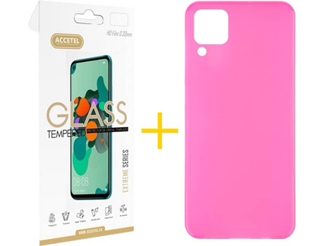 Kit Funda + Protector de Pantalla Huawei P40 Lite ACCETEL Cristal Templado 6946 Rosa