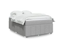 Cama Box Spring Con Colchón Tela Gris Claro 140x190 Cm