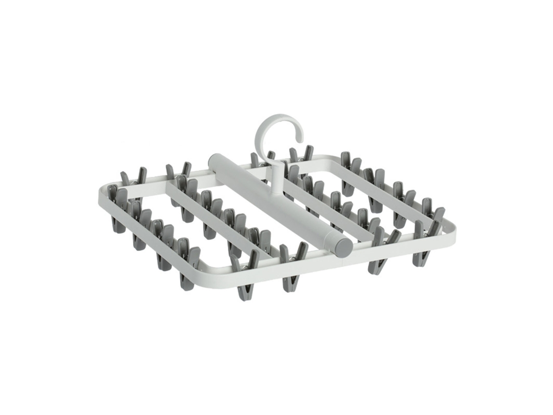 Tendedero plegable con pinzas, blanco/gris