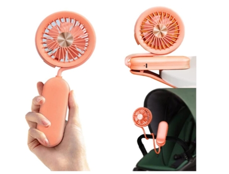 Mini ventilador 3 en 1 portátil/clip/cochecito Mini ventilador portátil Sostener/cortar/envolver ventilador USB recargable rosa BISBISOUS
