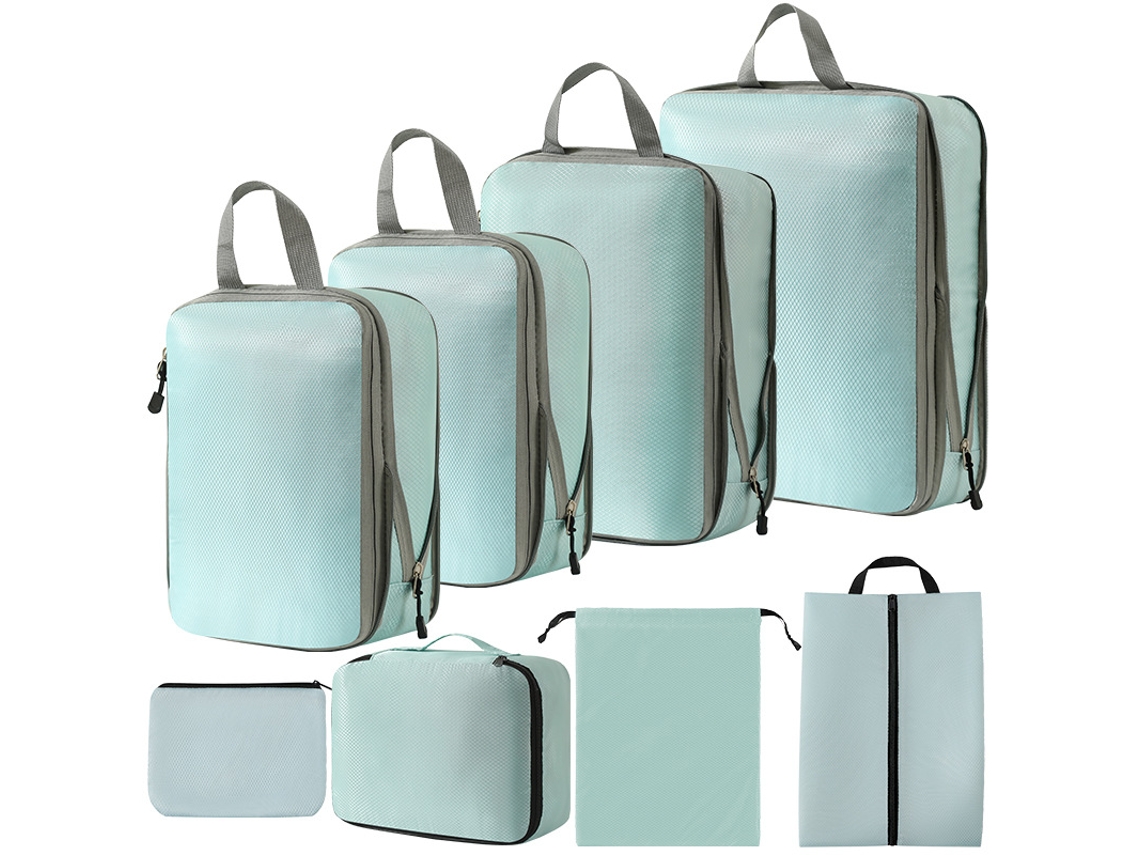 Bolsa de almacenamiento de compresión, juego de 8 piezas, bolsa de almacenamiento de viaje ligera, color verde Siurn
