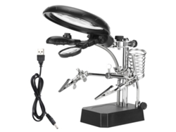 Soporte De Mesa Ajustable Para Lupa Con Clip Auxiliar, Porta Lámpara Led Y Accesorios De Soporte Fijo
