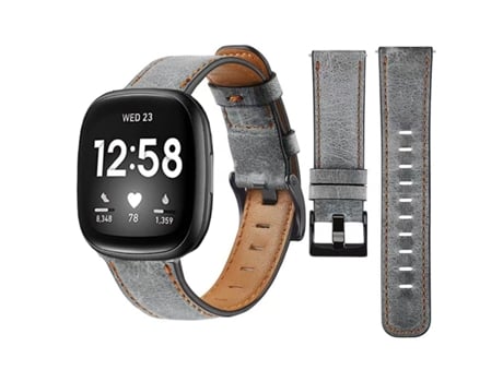 Correa Vintage Leather para Fitbit by Google Versa 2 Gris