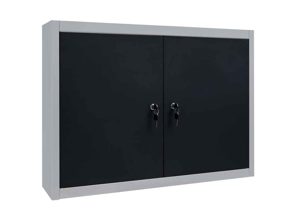 Armario de herramientas industrial de pared, de metal, gris y negro, EXCLUSIVO DE LA CASA