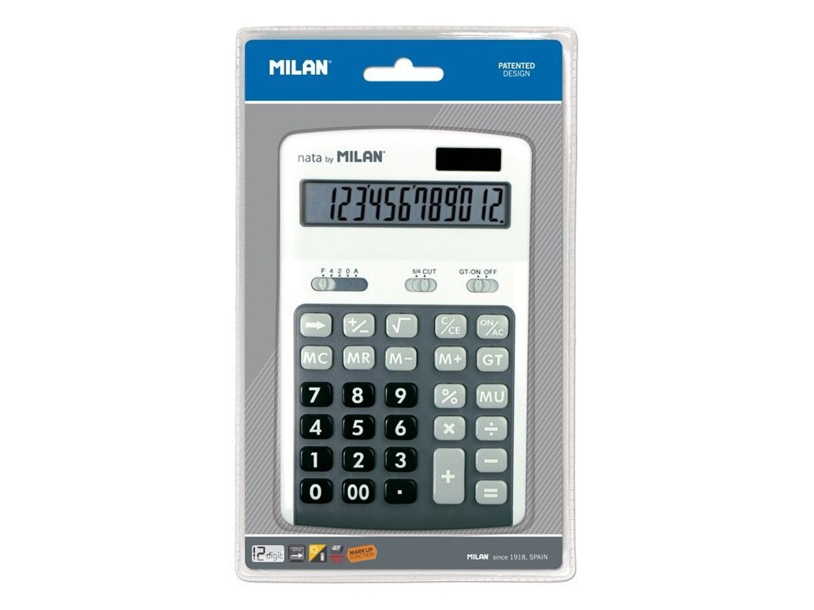 Gran Calculadora Gris de MILAN 12 Dígitos