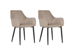 Juego de sillas de diseño BELIANI Wellston de Terciopelo Beige 60x61x84