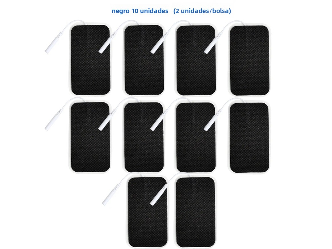 (10 Piezas, Negro, 5x9cm) Parches De Electrodos No Tejidos, 5x9cm, Con Conector De 2mm