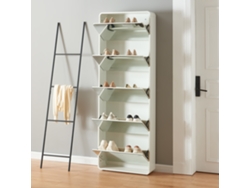 Zapatero Aure con 5 puertas abatibles 180x63x24 cm - Blanco [EN.CASA]