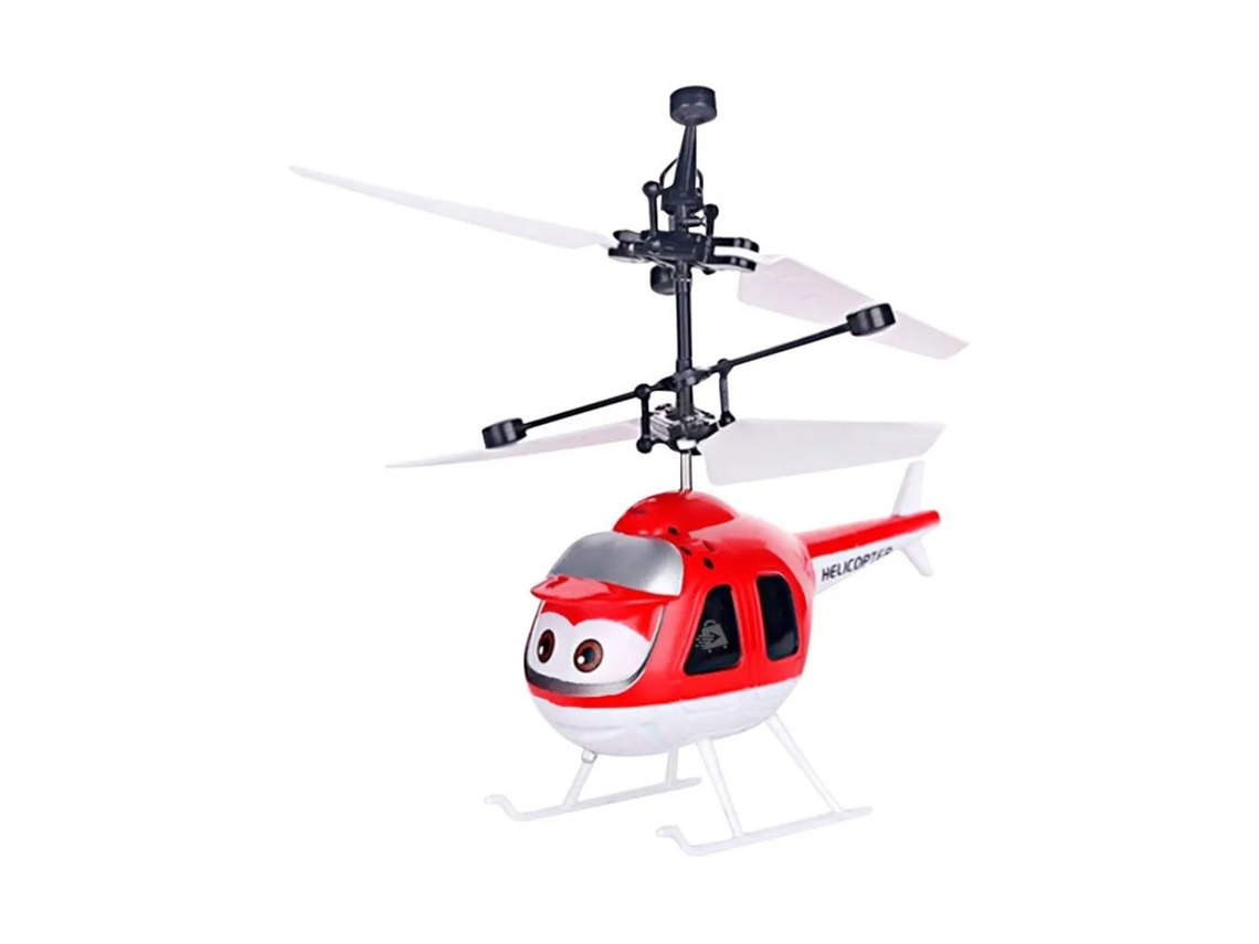 Mini Helicóptero Teledirigido Animado, Recargable, Con Luz Y Apagado Automático, Usb, Rojo.