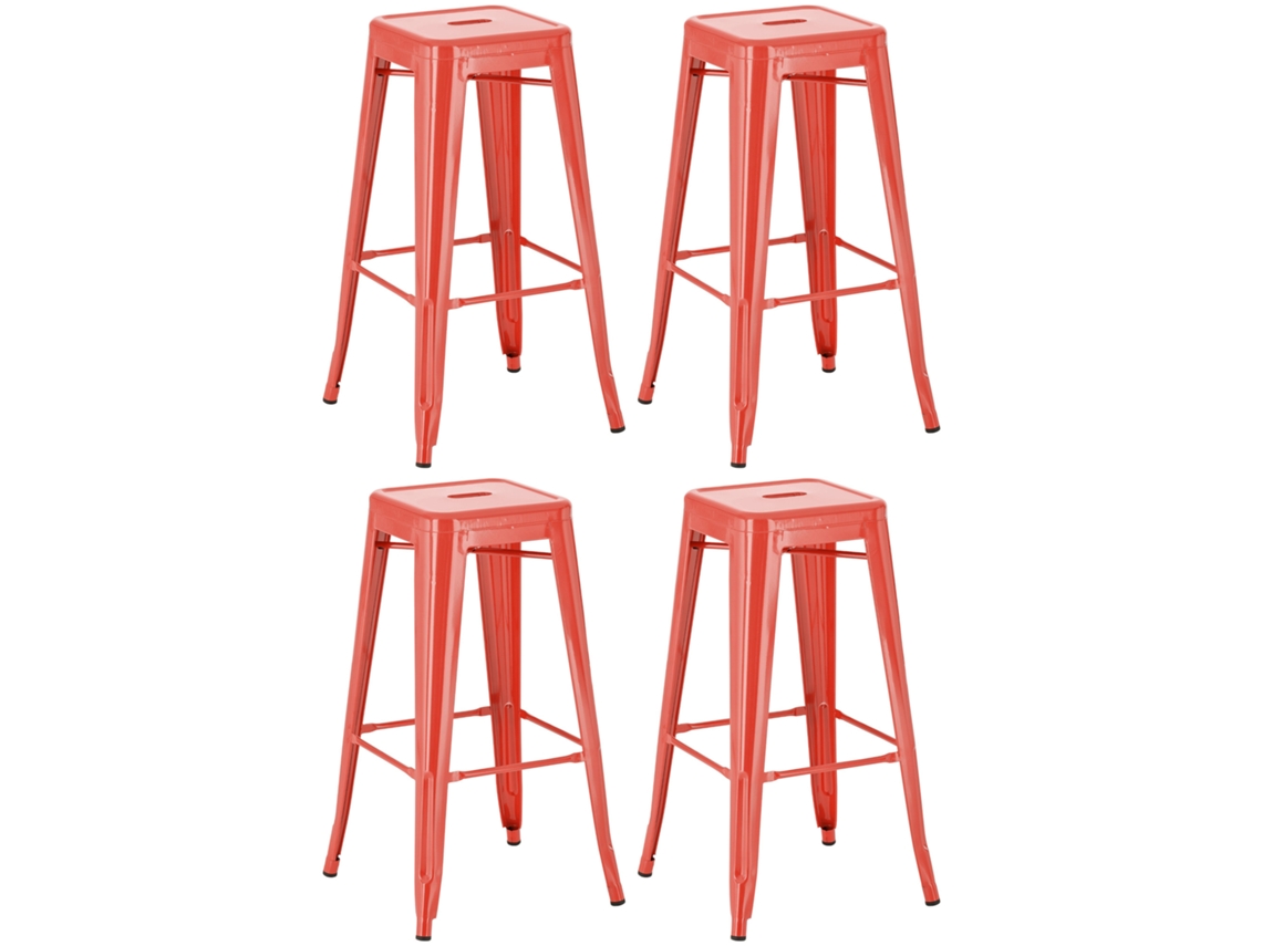 Juego de 4 taburetes de bar CLP Joshua rojos