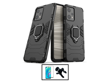 Kit De Película De Vidrio Templado De Cubierta Completa 5D 3X1 Soporte Magnético De Coche Reforzado Defensor Militar Para Xiaomi Realme Narzo 50 Pr...