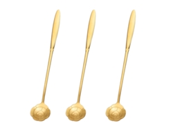 Juego de cucharas largas para té y café - Acero inoxidable con lámina dorada RNEMITERY