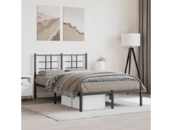 Estructura Cama Sin Colchón Con Cabecero Metal Negro 120x190 Cm
