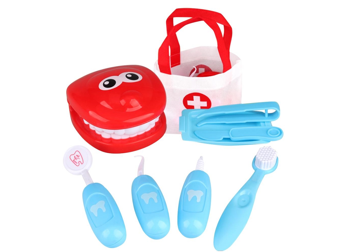 Set De Juguetes De Dentista Para Niños, Modelo Para Cepillarse Los Dientes, Kit Médico Azul.