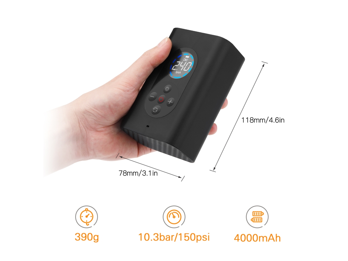 Inflador De Neumáticos Inalámbrico 3 En 1, Compresor De Aire Portátil, 150 Psi Con Luz Led Para Coche, Motocicleta Y Bicicleta.
