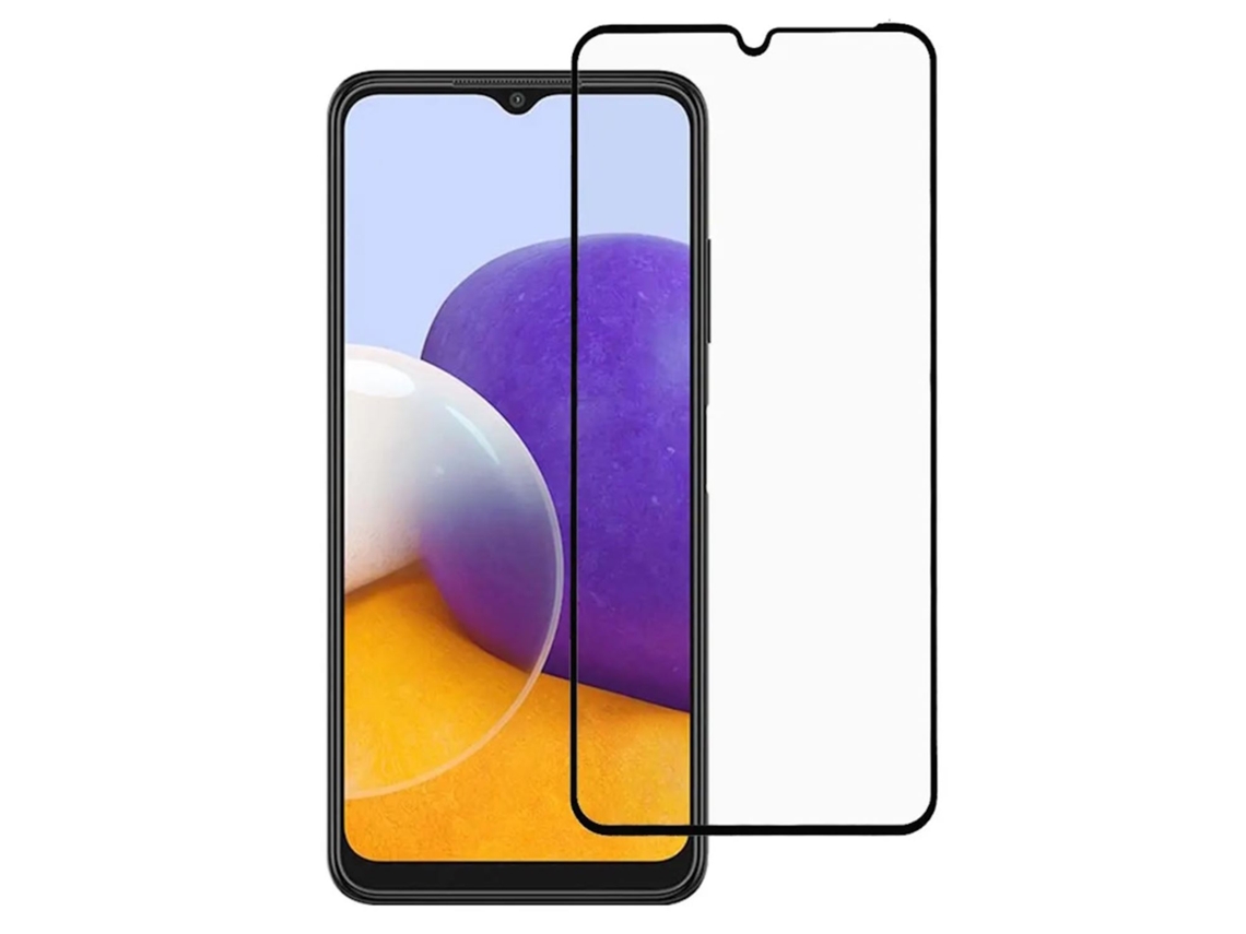 EVELATUS Vidrio 2.5D de cubierta completa para Samsung Galaxy A22 4G A225F Antiestático / Pegamento negro japonés