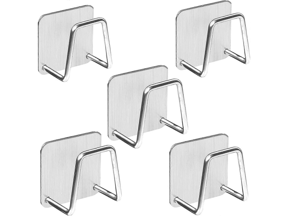 Soporte para esponjas de cocina, 5 piezas, acero inoxidable, impermeable, antirotura, adhesivo, fácil instalación, secado rápido, para baño y cocina.