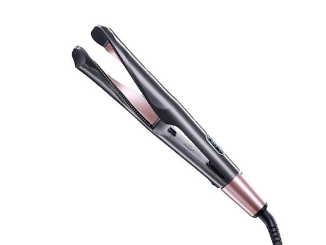 Plancha de pelo profesional con pantalla LCD y panel calefactado en espiral con temperatura ajustable 2 en 1 gris Chennnls