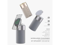 Altavoz Bluetooth Con Carga Inalámbrica, Luz Nocturna Y Soporte Portátil Para Teléfono.