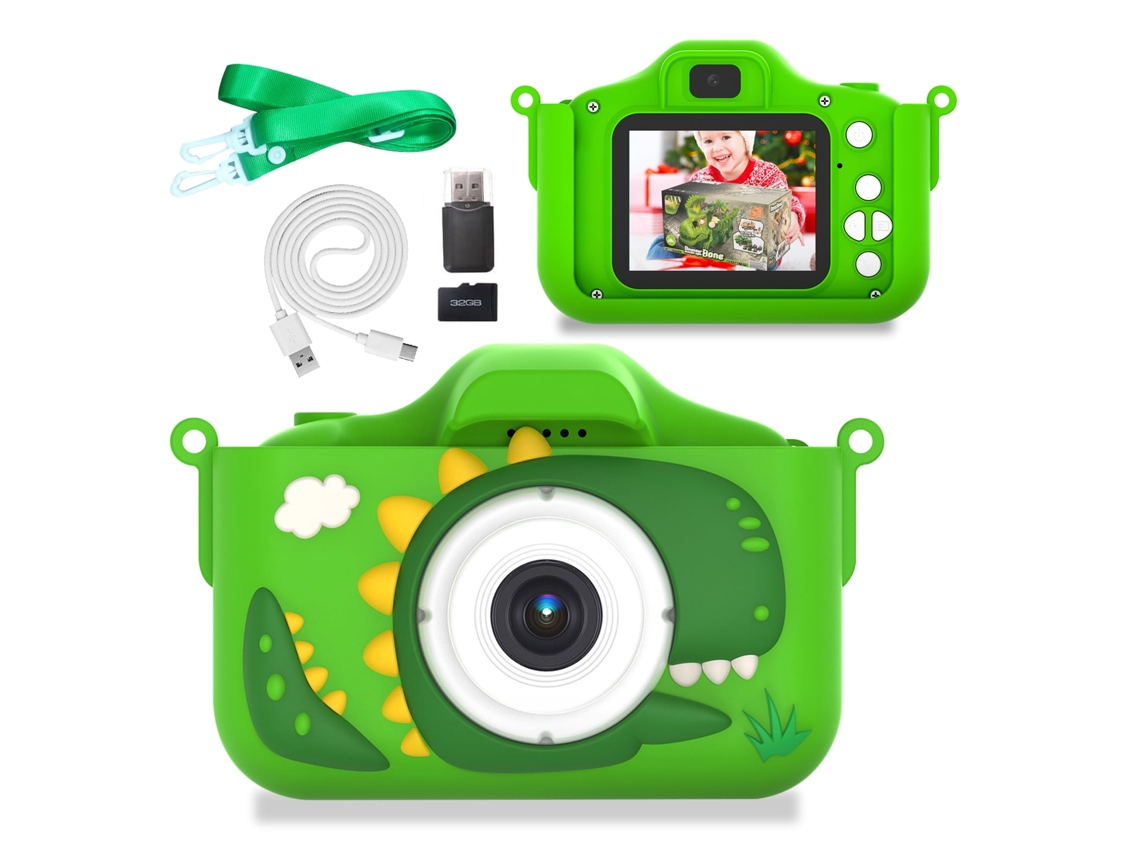 Câmera Infantil 32G Cartão Sd 1080P Câmera Digital de Dinossauro para Crianças Presentes de Aniversário de Natal-Verde GERTIZ
