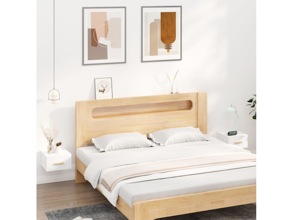 Mesitas de Noche LOVELY HOME Mesinha Montagem na Parede 2 Pcs 35X35X20 Cm Branco