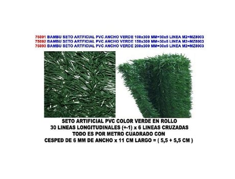 Bambu seto artficial pvc verde 1 m x 3 m 30 varillas mz8003