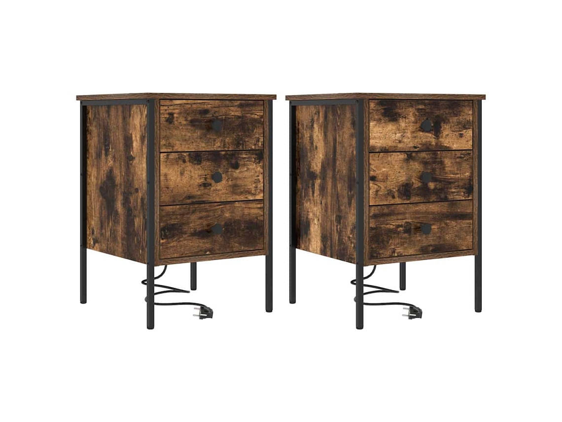 Juego de 2 mesitas de noche de roble ahumado 42x41x61 cm MAISON EXCLUSIVE