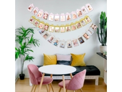 Letreiro De Fotos Bebê 16.4ft Para Exibição De Crescimento 1-12 Meses Decorativo Para Festa De Aniversário