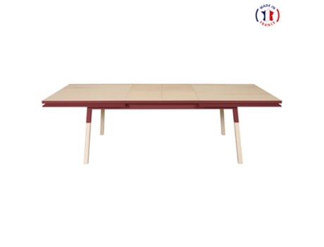 Mesa de Comedor Rectangular MON PETIT MEUBLE FRANÇAIS con 2 Extensiones (Tabaco de Ruca - Madera - 160 x 76 x 100 cm)