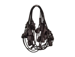 Guirnalda De Luces Exteriores Negras Con 20 Casquillos E27, Cable Redondo, Cable De Extensión, Cable De Conexión, 10 M De Longitud, Ip44.
