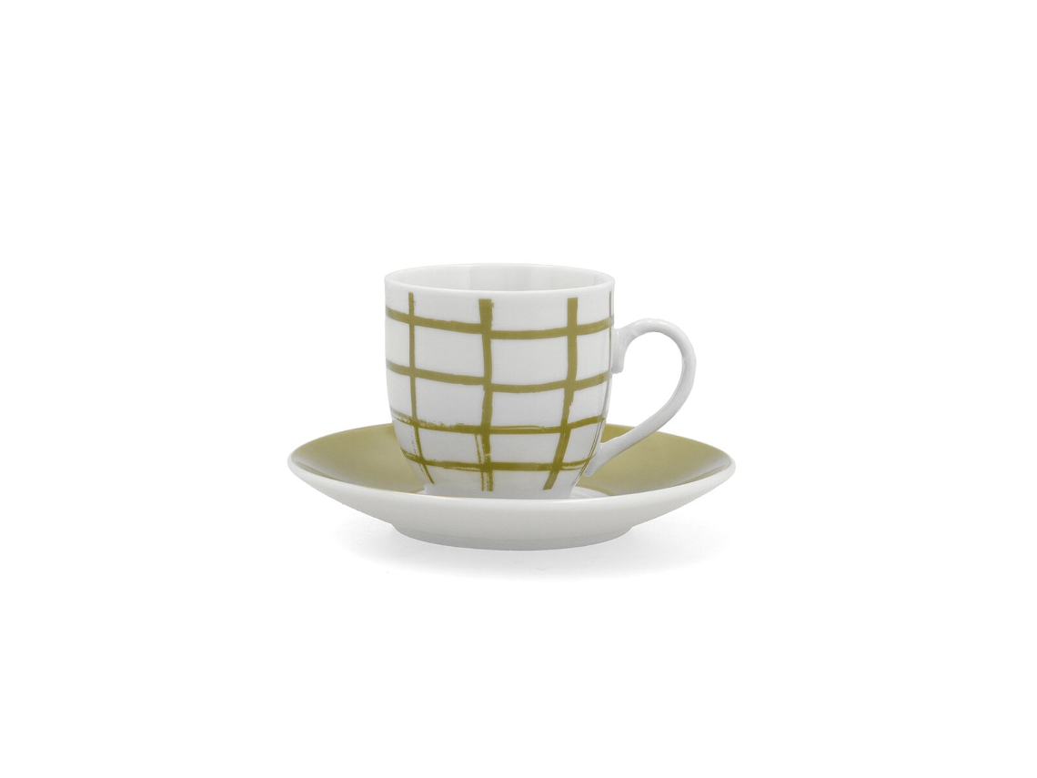 Taza de Cerámica Verde Quid Kansas con Plato 90 ml (6 Unidades)