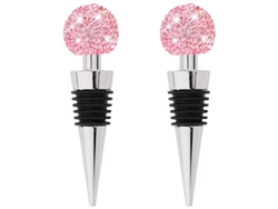 2 Tapones De Vino Decorativos Con Brillo, Bonitos Y Divertidos, Hechos De Cristal.