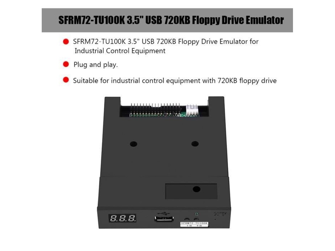 HURRISE Emulador USB Sfrm72-Tu100K 3.5' Emulador de Unidad de Disquete USB 720Kb para Almacenamiento de Computadora