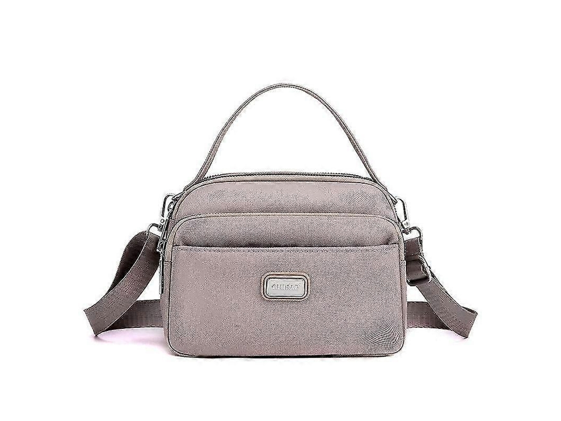 Bolso bandolera informal para mujer, de gran capacidad y con múltiples compartimentos, color champán Lalamoli