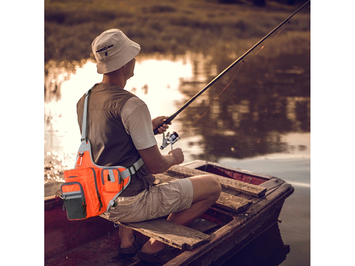 Bolsa De Pesca Multiusos De Lona Impermeable Con Espacio De Almacenamiento Para Aparejos De Pesca 32x39x12cm