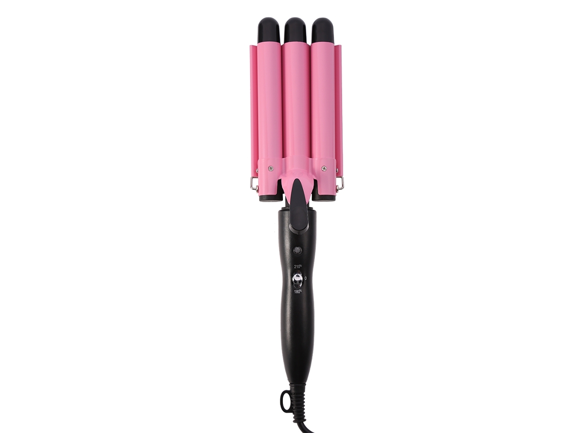 Plancha De Rizado De Cerámica Tourmalina Ajustable En Temperatura Con Triple Tubo (22mm)