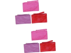 Conjunto De 6 Piezas Para Mujer: Bolso De Mano, Neceser, Colores Surtidos (rosa Y Rojo), Ideal Para La Noche.