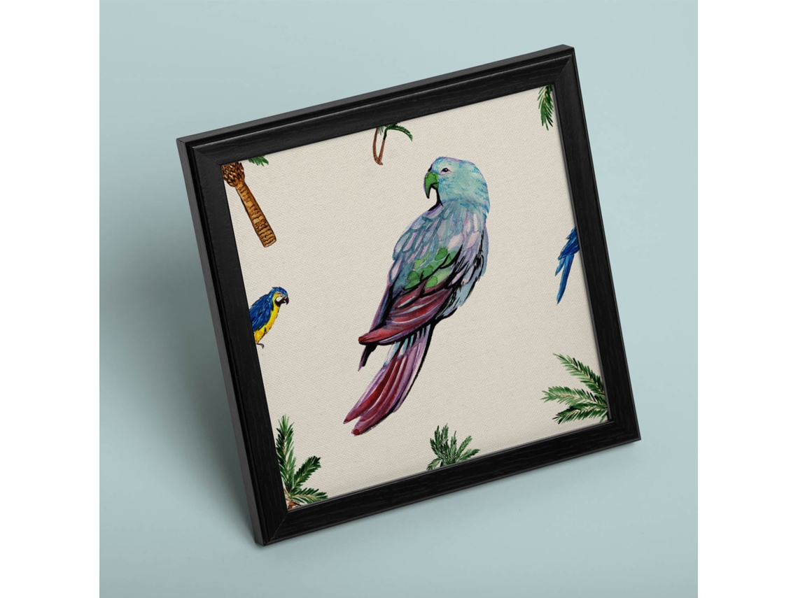 Póster NACNIC Cuadrado con Dibujos de Pã¡Jaros. Lorito Parlanchín, Ilustrada con Dibujos de Pajaros y Periquitos.